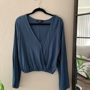 Lulu's Blue Long Sleeve Blouse
